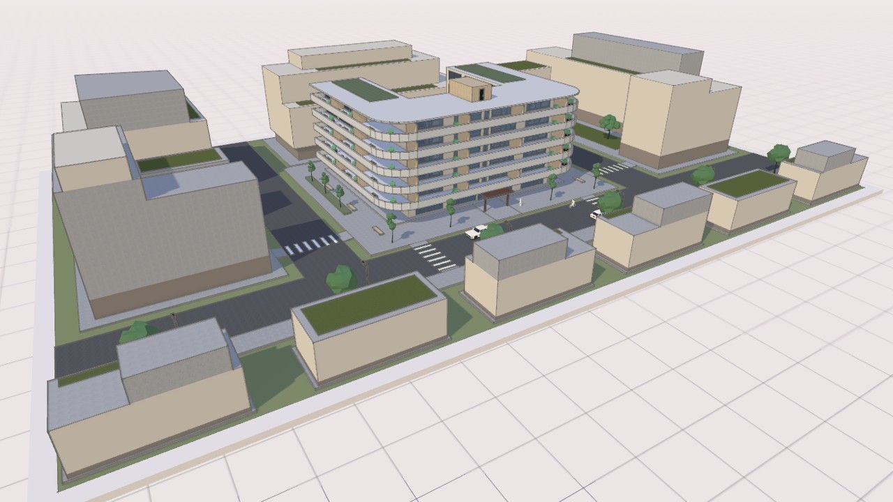 Editable six-storey courtyard apartment building in Arkio
